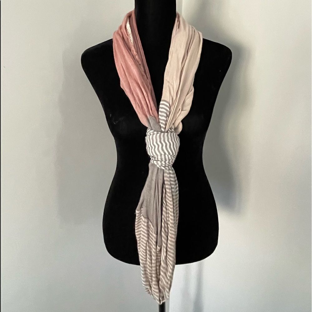 Infinity Scarf-Peach/beige/gray. Light weight cotton blend.‎